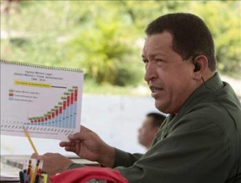 El presidente venezolano, Hugo Chávez, durante el programa 'Aló Presidente'. (Foto: EFE)