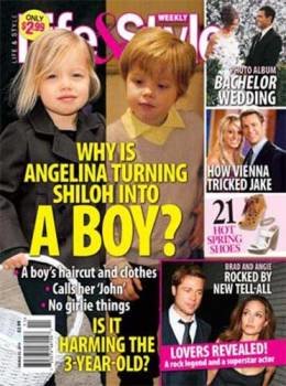 Imágenes de los cambios de 'look' de Shiloh, en la portada de la revista Life&Style.