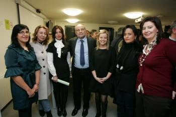 Nuria Núñez, María Devesa, Díaz, Francisco Rodríguez, Diana Rodríguez, Mourelo y Marga Martín. (Foto: MARCOS ATRIO)