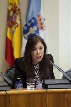 Beatriz Mato, durante su comparecencia ante la comisión de la Cámara autonómica. (Foto: XOÁN CRESPO)
