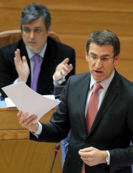 Alberto Núñez Feijóo, durante su intervención en el pleno de la Cámara gallega. (Foto: VICENTE PERNÍA)