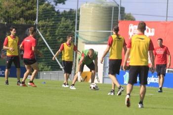 Los jugadores del Celta, en A Madroa durante un entrenamiento.? (Foto: atlántico)