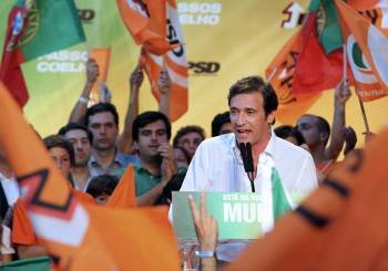 El candidato del partido socialdemócrata portugués (PSD), Pedro Passos Coelho