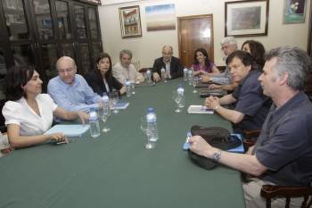 Rodríguez, Fernández, Martín, López Vallejo, Rodríguez, Pérez, Carballido, Arribas, Varela y Rodríguez Mosquera, en la reunión. (Foto: MIGUEL ÁNGEL)