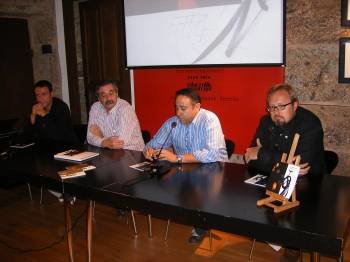 Aser Álvarez, Antonio Piñeiro, Carlos Lorenzo y Baldo Ramos, ayer en Celanova. (Foto: LR)