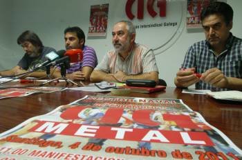 La CIG, ayer en rueda de prensa en Vigo, convocó una manifestación para hoy en Santiago. 