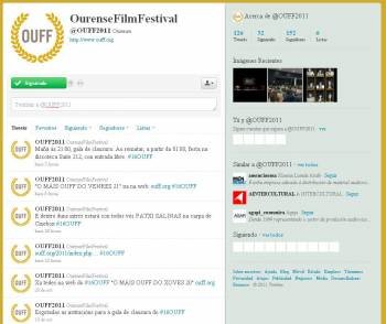 Imaxe do perfil de Twitter do OUFF, onde a información se atopa en continua actualización.