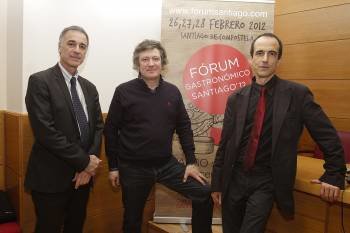 Jaume von Arend, Flavio Morganti y Pep Palau, en la presentación del Forum Gastronómico. (Foto: MIGUEL ÁNGEL)