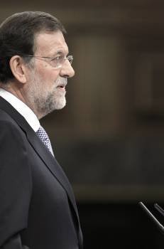 El líder del PP, Mariano Rajoy, al inicio de su discurso en la sesión de su investidura como presidente del Gobierno, en la que expone los detalles de la acción que pretende llevar a cabo al frente del Ejecutivo