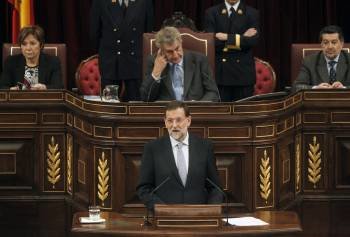 El líder del PP, Mariano Rajoy, durante su discurso en la sesión de su investidura como presidente del Gobierno, en la que expone los detalles de la acción que pretende llevar a cabo al frente del Ejecutivo  (Foto: EFE)