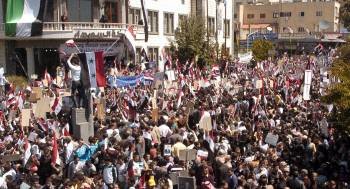 Una de las manifestaciones de apoyo al régimen convocadas por el propio gobierno de Al Asad.  (Foto: M. KAPPELER)