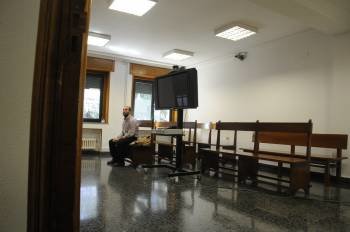 Gonzalo Pérez Jácome, ayer en el a sala de vistas del Penal 2. (Foto: MARTIÑO PINAL)