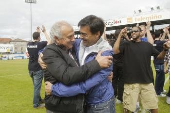 Manuel Seoane y Jorge Bermello, en O Couto el día del ascenso del Ourense a Segunda B.