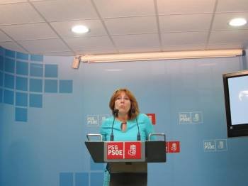 La diputada socialista Carme Acuña, durante una rueda de prensa.