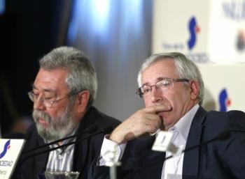Los secretarios generales de CC.OO. y UGT, Ignacio Fernández Toxo y Cándido Méndez