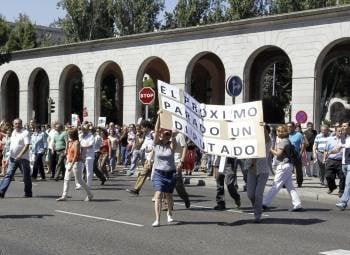Un grupo de funcionarios durante una reciente protesta en Madrid. 