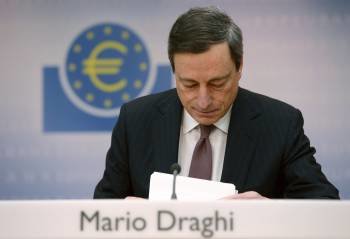 Mario Draghi, tras la reunión del Consejo de Gobierno del Banco Central Europeo. (Foto: ARNE DEDERT)