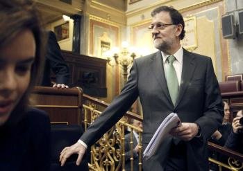  El presidente del Gobierno, Mariano Rajoy, a su llegada a la sesión de control al Ejecutivo.