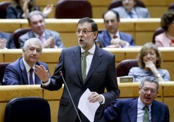 Mariano Rajoy, durante su comparecencia ante el pleno del Senado. (Foto: JUANJO MARTÍN)