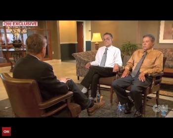 Los hermanos Pedro y Onil Castro,durante la entrevista realizada por el canal de noticias CNN.