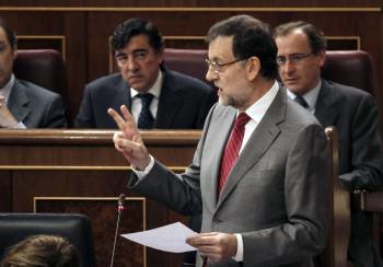 El presidente del Gobierno, Mariano Rajoy , durante la sesión de control al Gobierno en el Congreso. (Foto: PACO CAMPOS)