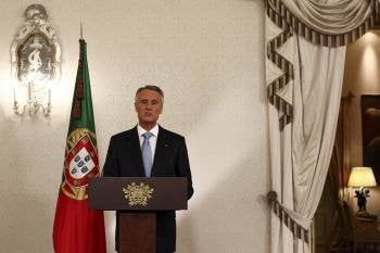 El presidente de Portugal, Anibal Cavaco Silva, en un discurso a la nación desde el Palacio de Belem. (Foto: P. NUNES)