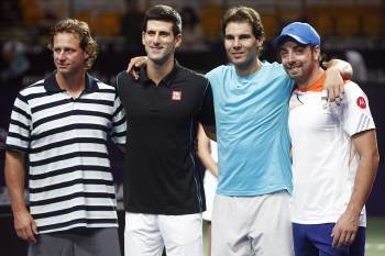 Nalbandián, Djokovic, Nadal y Massu. (Foto: MARIO RUIZ)