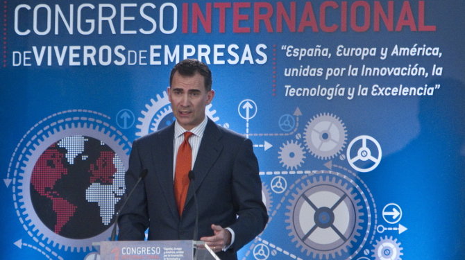  El Príncipe de Asturias, durante su intervención en el I Congreso Internacional de Viveros de Empresas