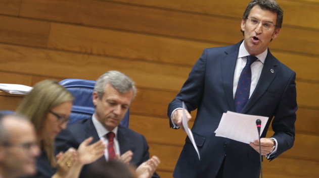 El presidente, Alberto Núñez Feijóo, durante el pleno del Parlamento