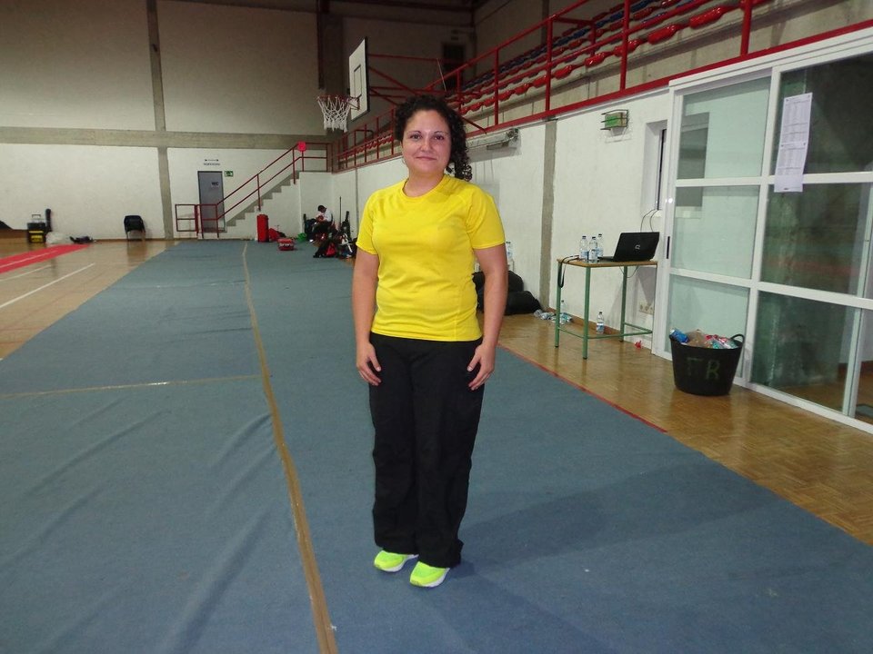 Andrea Marcos, en el polideportivo de Calabagueiros.