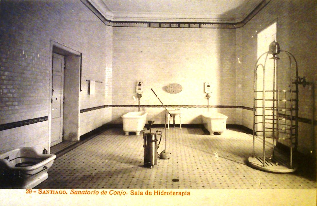 Imagen promocional de la sala de hidroterapia del Hospital Psiquiátrico de Conxo, de 1915 (ARQUIVO CENTRAL DE GALICIA)