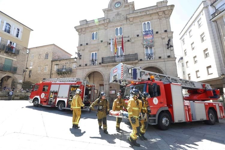Ourense. 23-04-15. Local. Simulacro de incendio no concello de Ourense.
Foto: Xesús Fariñas