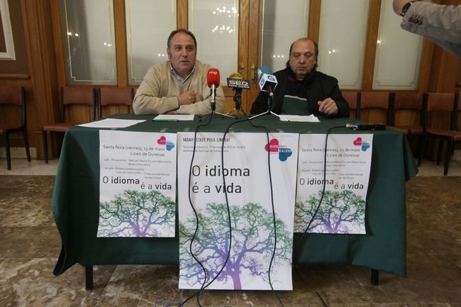 Ourense. 12-05-2016. Presentación Campaña Queremos Galego. Manuel Carnicero, Xosé Lois González. Paz