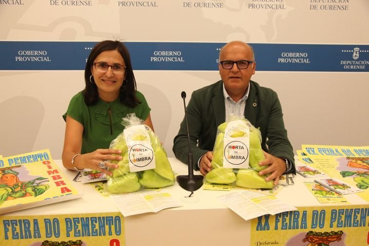 Ourense. 27-07-2017. Presentación festa do Pemento de Oímbra. Baltar y Ana María Villarino. Paz
