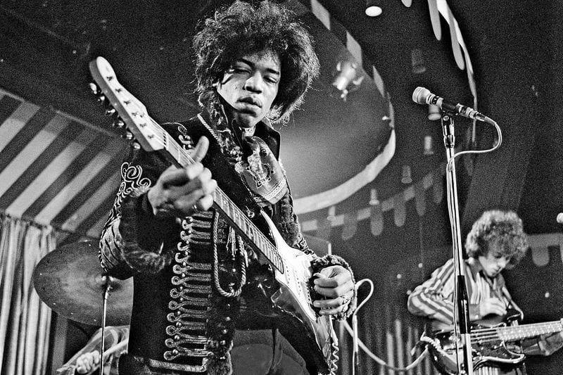 DO NOT DELETE OR  PURGE FROM MERLIN

courtesy Everett Collection
Mandatory Credit: Photo By MARC SHARRAT / Rex Features, courtesy Everett Collection THE JIMI HENDRIX EXPERIENCE VARIOUS - 1967  PERFORMING MARQUEE CLUB, LONDON   - 02 MAR 1967 16987j
He is playing a The 1965 Fender Stratocaster sunburst red/yellow  without a whammy - bar and no sustainable pedals.   this guitar  was set on fire in LONDON in a concert at Finsbury Astoria in north London on March 31st, 1967 .
This photo was taken 29 days before he smashed this guitar.