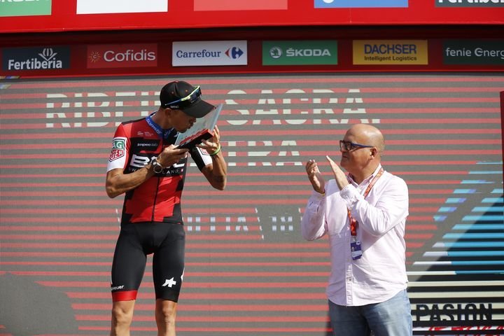 Luintra (Nogueira de Ramuín). 05/09/2018. 11º etapa de la Vuelta ciclista a España, Monbuey-Ribeira Sacra.Luintra. En la foto la llegada a la meta.
Foto: Xesús Fariñas