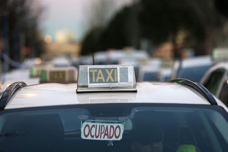 Taxis en huelga en Madrid.