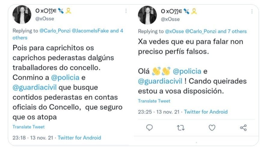 Tuits publicados por el asesor de Jácome en los que realiza las acusaciones.