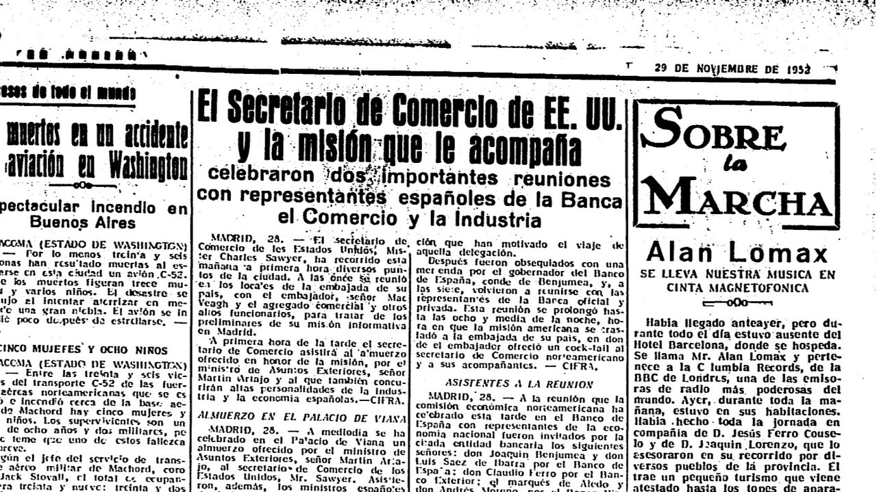Archivo de La Región sobre Alan Lomax