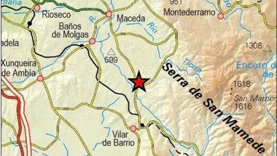 Epicentro del terremoto en Vilar de Barrio.
