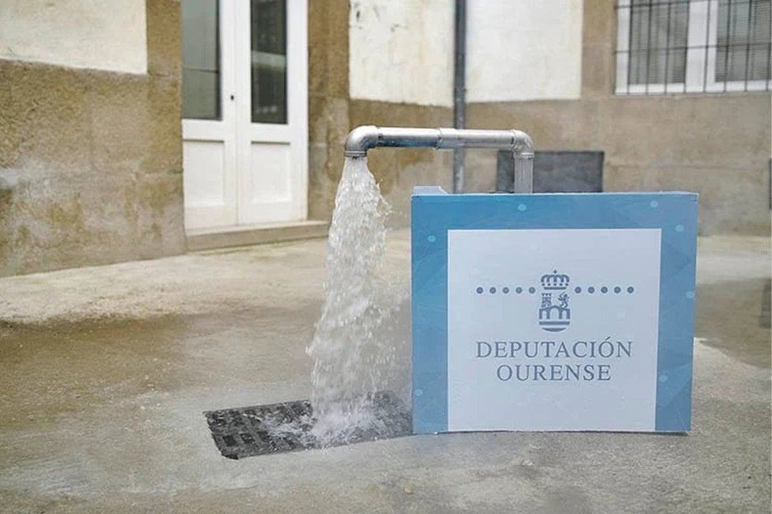 Fuente termal en la sede de la Diputación de Ourense, donde se ubicará el hotel balneario.