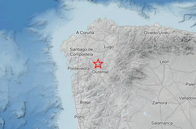 Epicentro del terremoto en Piñor.