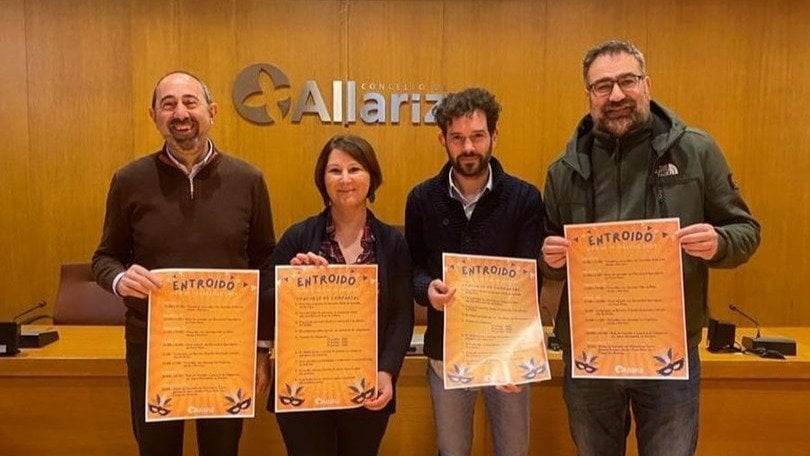 Alberto Conde, María López, Juan Seara y Bernardo Varela en la presentación del Entroido en Allariz.