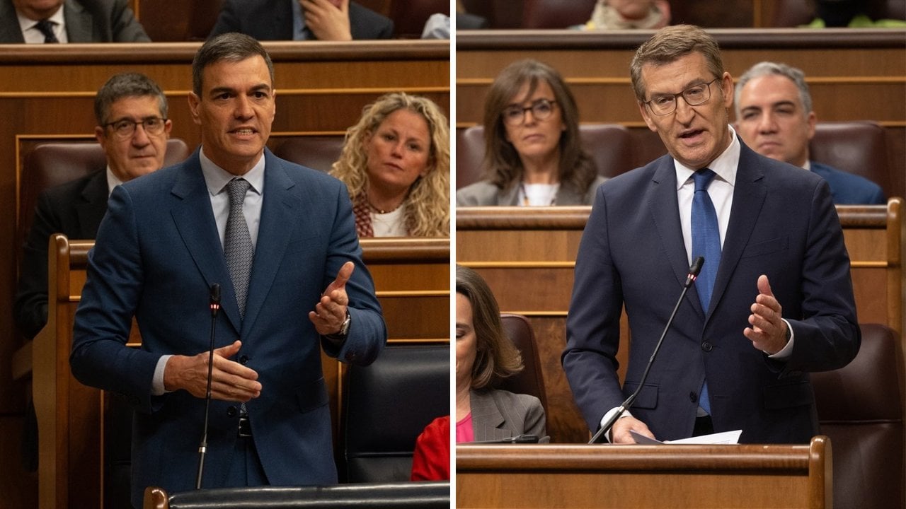 Sánchez y Feijóo en la sesión de control al Gobierno el pasado 13 de marzo (EP).