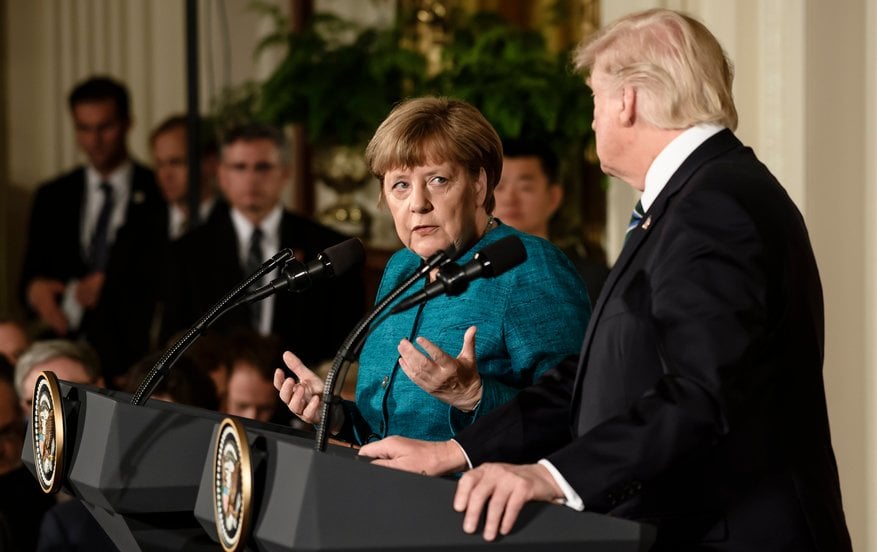 Angela Merkel, con Trump durante su encuentro en Washington.