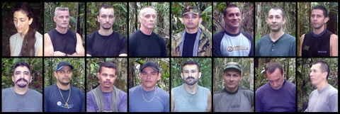 Fotomontaje difundido este 30 de noviembre por la presidencia colombiana de los secuestrados por las Fuerzas Armadas Revolucionarias de Colombia 