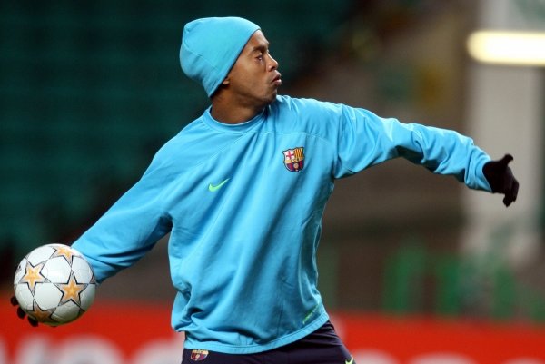 Ronaldinho durante un entrenamiento.