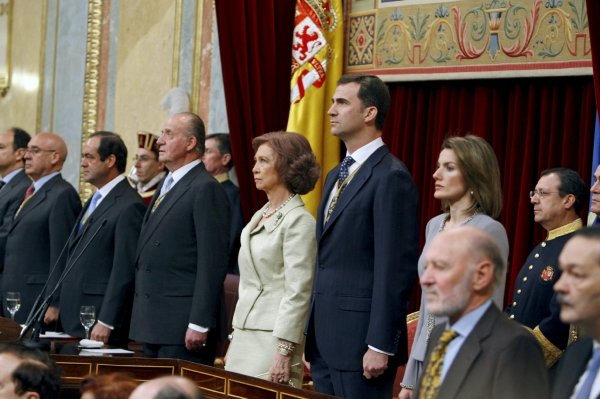 Los Reyes y los Príncipes de Asturias durante la ceremonia de apertura.