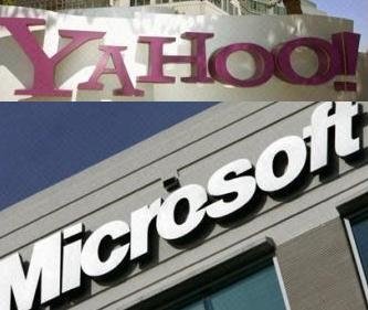 Los logos de los gigantes informáticos Microsoft y Yahoo