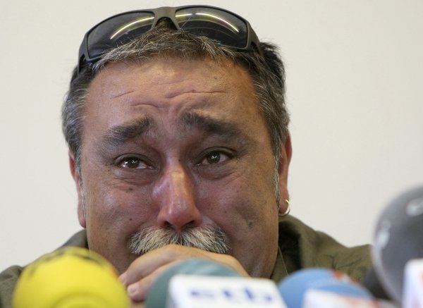 Jaime Candamil, emocionado durante el relato del secuestro. (Foto: Juan Herrero)